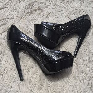 Forever 21 Black Cutout Peep-Toe Heels
